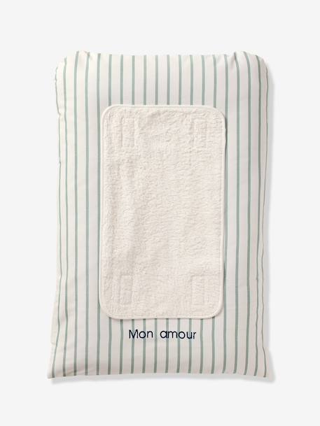 Housse matelas à langer personnalisable beige imprimé+écru / vert feuille+multicolore+vert sauge 15 - vertbaudet enfant 