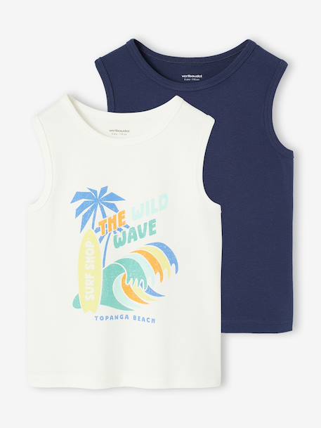 Lot de 2 débardeurs garçon lot blanc+lot bleu 1 - vertbaudet enfant 