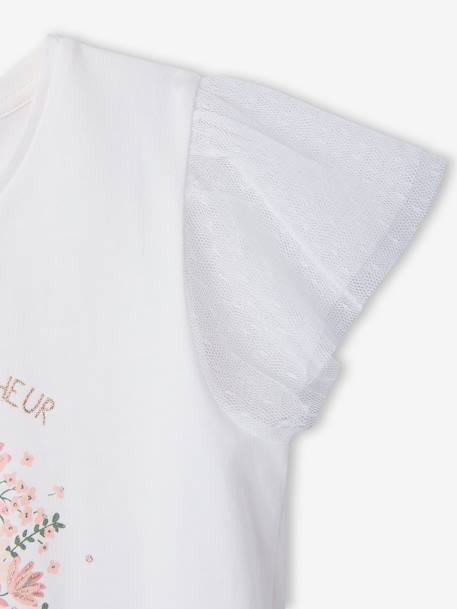 Tee-shirt manches courtes fleuri blanc 4 - vertbaudet enfant 