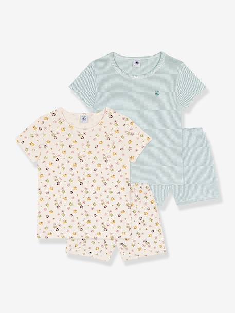 Lot 2 pyjamas coton imprimé Petit Bateau blanc 1 - vertbaudet enfant 