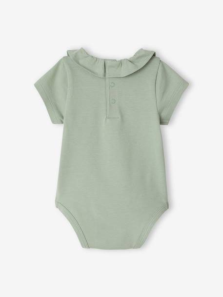 Lot de 2 bodies bébé naissance col fantaisie manches courtes corail+vert sauge 10 - vertbaudet enfant 