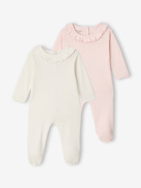 Lot 2 pyjama bébé fille uni rose 1 - vertbaudet enfant 