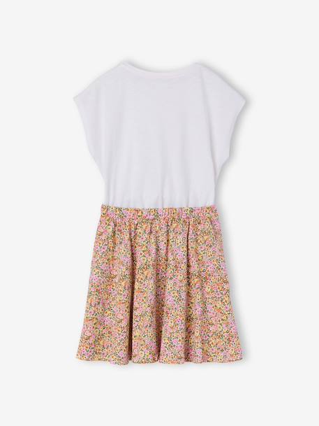 Robe fille effet 2 en 1 blanc imprimé+écru+marine+vanille 2 - vertbaudet enfant 