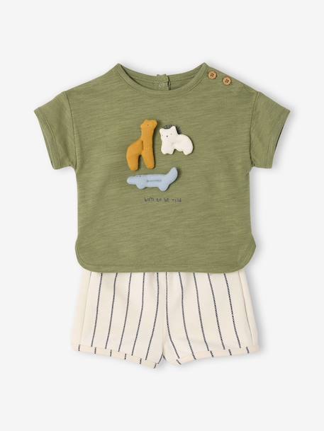 Ensemble 2 pièces coton garçon kaki 3 - vertbaudet enfant 