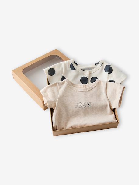 Coffret bébé 2 combishorts en coton bio beige chiné 6 - vertbaudet enfant 