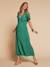 Robe longue col chemise grossesse allaitement vert émeraude 1 - vertbaudet enfant 