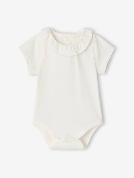 Lot de 2 bodies bébé naissance col fantaisie manches courtes corail+vert sauge 9 - vertbaudet enfant 