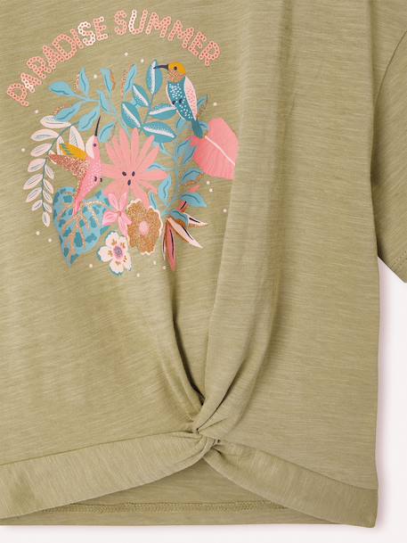 T-shirt manches courtes fille écru+kaki 6 - vertbaudet enfant 