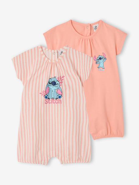 Lot 2 bodies combinaison Stitch pêche 1 - vertbaudet enfant 