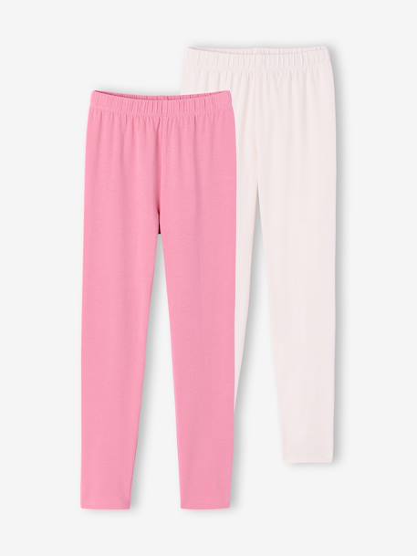 Lot de 2 leggings fille Basics anthracite+écru+gris chiné+noir+lot gris anthracite + bleu mar 6 - vertbaudet enfant 