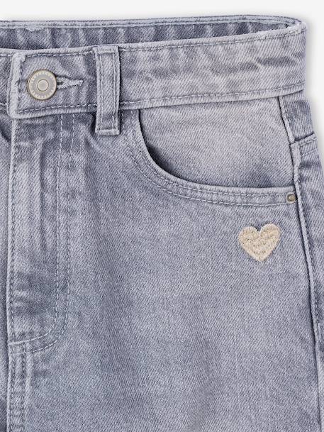 Jean fille large bas effiloché denim bleached+gris+stone 15 - vertbaudet enfant 