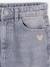 Jean fille large bas effiloché denim bleached+gris+stone 15 - vertbaudet enfant 