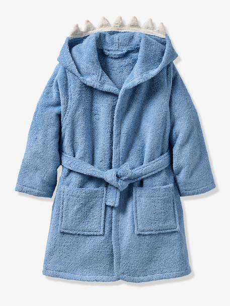 Peignoir enfant REQUIN personnalisable, avec coton recyclé bleu 4 - vertbaudet enfant 