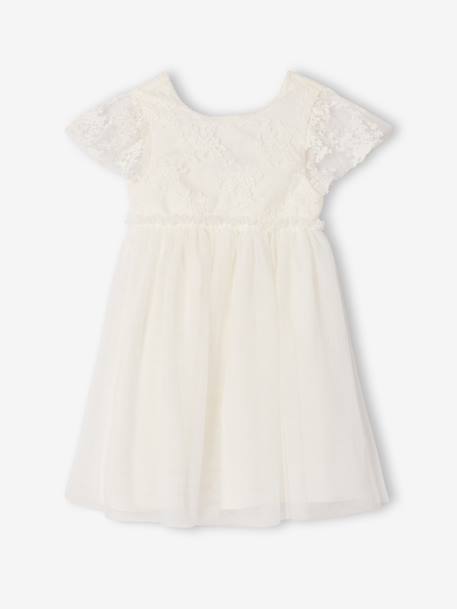 Robe fille dentelle et tulle blanc 2 - vertbaudet enfant 