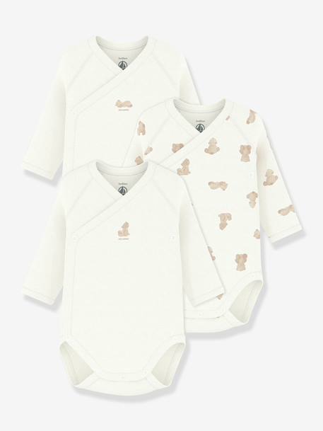 Lot 3 bodies croisés bébé Petit Bateau blanc 1 - vertbaudet enfant 