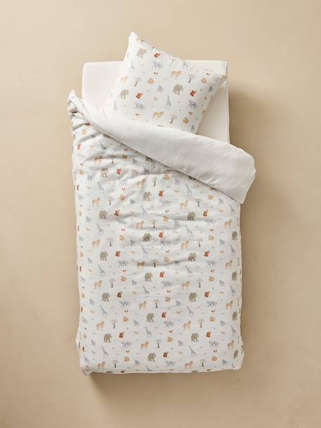 Parure housse de couette et taie d'oreiller MISSION SAFARI en gaze de coton, avec coton recyclé écru 6 - vertbaudet enfant 