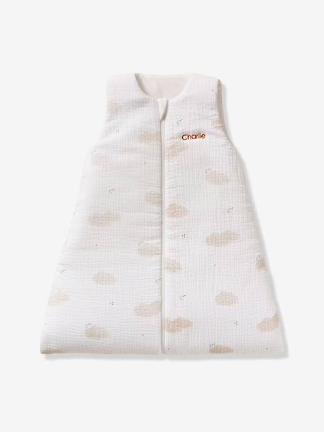 Gigoteuse sans manches ouverture centrale personnalisable DANS LES NUAGES blanc imprimé 4 - vertbaudet enfant 