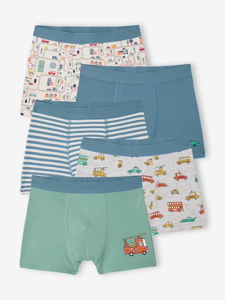 Lot 5 boxers garçon circuit écru 1 - vertbaudet enfant 