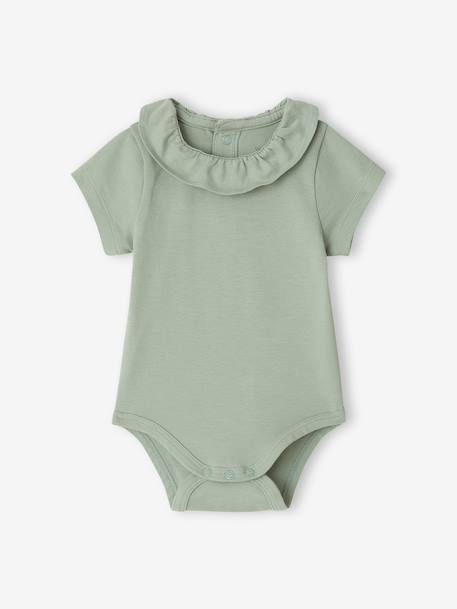 Lot de 2 bodies bébé naissance col fantaisie manches courtes corail+vert sauge 8 - vertbaudet enfant 