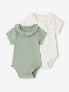 Bébé-Body-Lot de 2 bodies bébé naissance col fantaisie manches courtes 