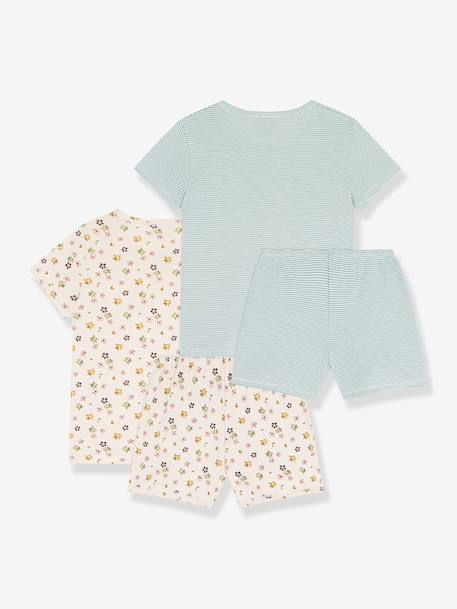 Lot 2 pyjamas coton imprimé Petit Bateau blanc 2 - vertbaudet enfant 