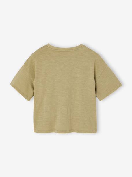 T-shirt manches courtes fille écru+kaki 5 - vertbaudet enfant 