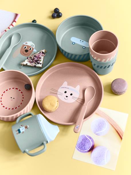 Coffret repas 4 pièces LÄSSIG bleu glacier+bleu jean+blush+Garden Explorer+Happy Rascals Cœur+Happy Rascals Smile+Little Forest, lapin+Little Forest, renard+Little Mateys orange épicée+Little Water baleine+rose poudré 40 - vertbaudet enfant 