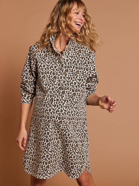Robe léopard grossesse allaitement écru 6 - vertbaudet enfant 