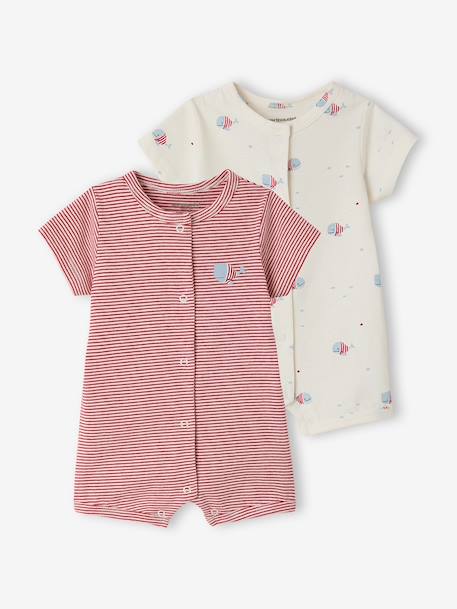 Lot 2 combishorts coton bio rouge 1 - vertbaudet enfant 