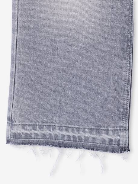 Jean fille large bas effiloché denim bleached+gris+stone 16 - vertbaudet enfant 