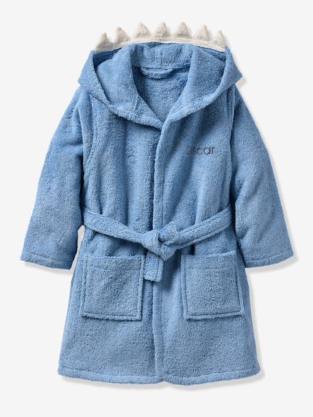 Peignoir enfant REQUIN personnalisable, avec coton recyclé bleu 2 - vertbaudet enfant 