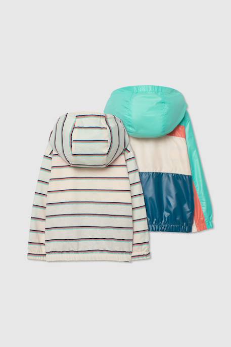 Parka réversible enfant tissu technique color block Vert 4 - vertbaudet enfant 