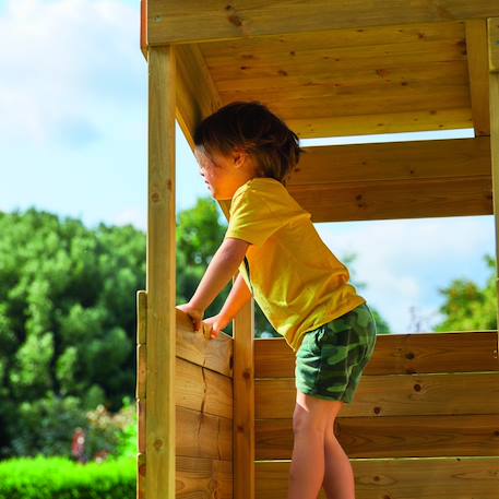 Cabane sur pilotis avec toboggan cimes bois fsc® Marron - vert 3 - vertbaudet enfant 