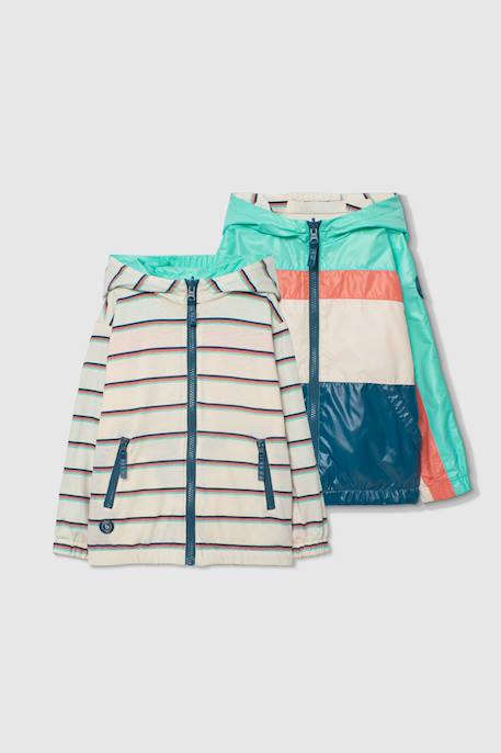 Parka réversible enfant tissu technique color block Vert 3 - vertbaudet enfant 