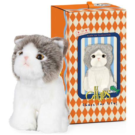 Peluche amélie le chat scottish fold - 17 cm - boite cadeau Gris, blanc 4 - vertbaudet enfant 