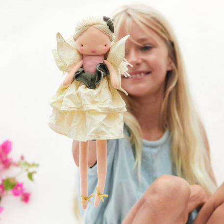 Poupée en tissu fée dolores - 35 cm Crème, vert olive, rose poudré, doré 4 - vertbaudet enfant 