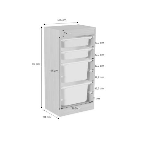 Meuble de rangement enfant 4 bacs de rangement Blanc+Naturel 10 - vertbaudet enfant 