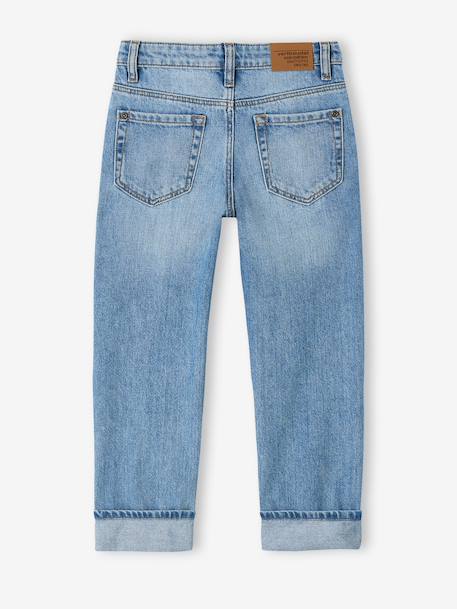 Jean garçon droit à revers denim brut+stone 11 - vertbaudet enfant 