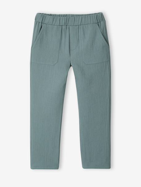 Pantalon gaze de coton garçon taille ajustable vert émeraude 4 - vertbaudet enfant 