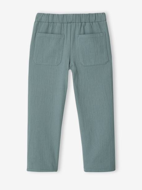 Pantalon gaze de coton garçon taille ajustable vert émeraude 5 - vertbaudet enfant 