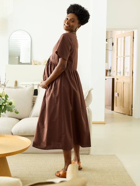 Robe longue mi mollet grossesse chocolat 2 - vertbaudet enfant 