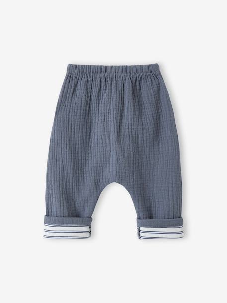Pantalon bébé gaze de coton bleu 2 - vertbaudet enfant 