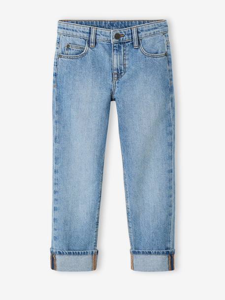Jean garçon droit à revers denim brut+stone 10 - vertbaudet enfant 