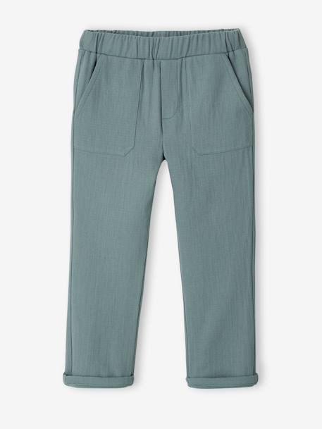 Pantalon gaze de coton garçon taille ajustable vert émeraude 3 - vertbaudet enfant 