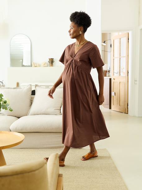 Robe longue mi mollet grossesse chocolat 1 - vertbaudet enfant 