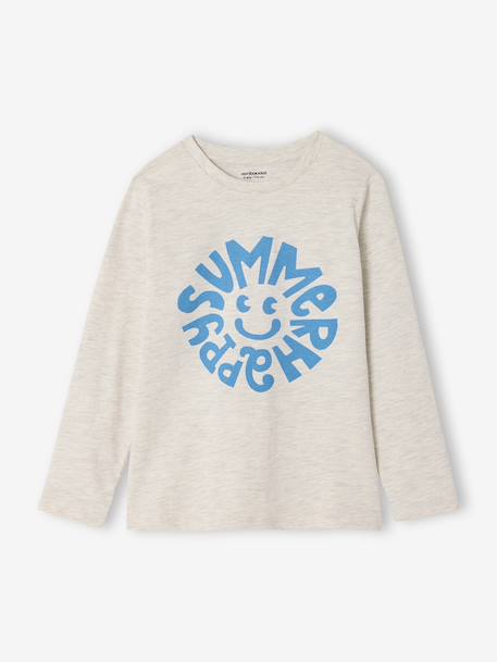 T-shirt garçon imprimé blanc chiné+bleu grisé+marine 1 - vertbaudet enfant 