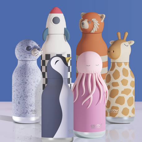 Gourde isotherme bestie pingouin (460 ml) Ecru, noir, jaune 5 - vertbaudet enfant 