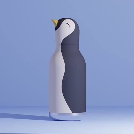 Gourde isotherme bestie pingouin (460 ml) Ecru, noir, jaune 3 - vertbaudet enfant 