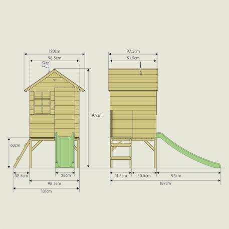 Maisonnette sur pilotis avec toboggan sunnyside bois fsc® Marron - vert 3 - vertbaudet enfant 