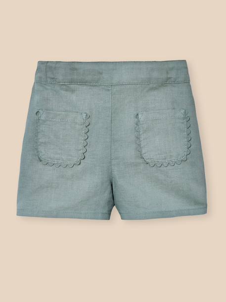 Short en lin et coton bébé Celadon 1 - vertbaudet enfant 
